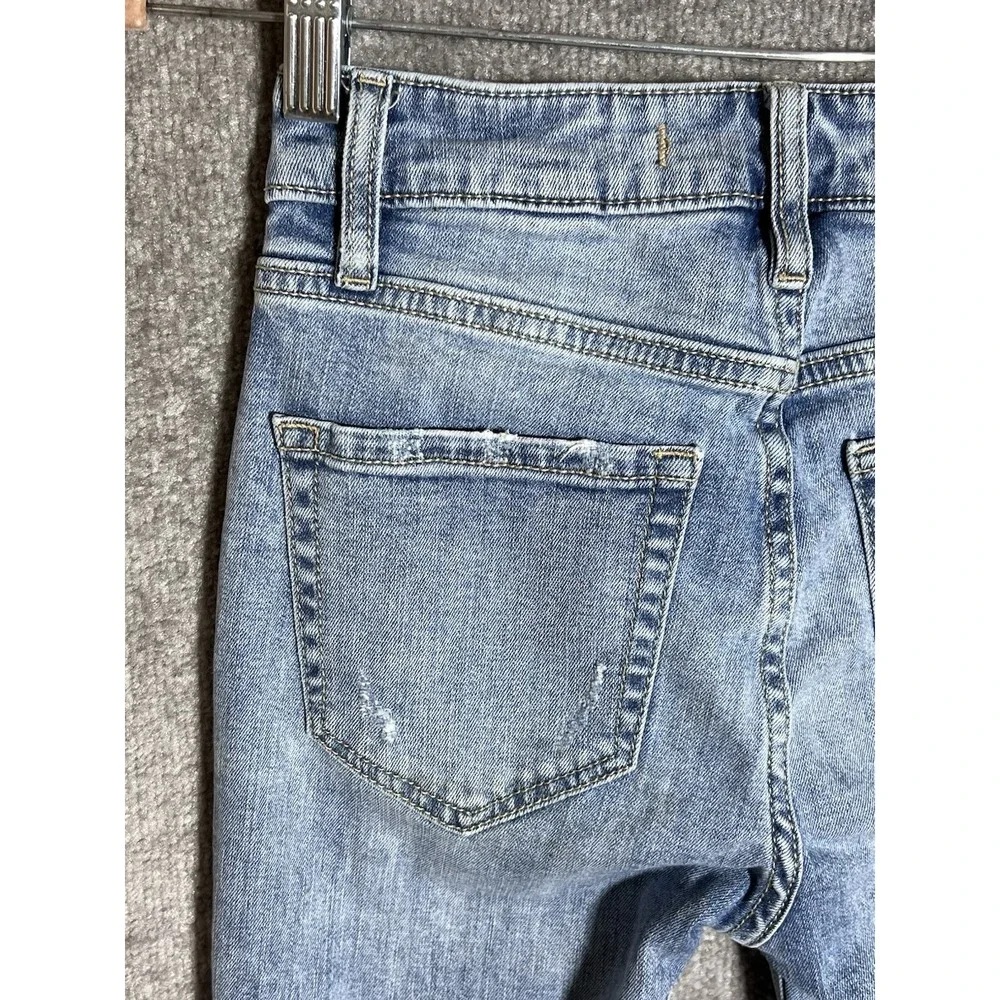 Eunina Bella Super High Rise Skinny Ankle Jeans Womens Size 0 Blue Distressed